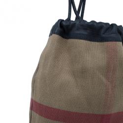 مملوكة مسبقًا Burberry House Check Canvas Little Drawstring Duffel Bag