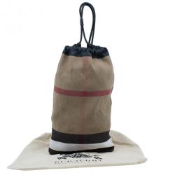 مملوكة مسبقًا Burberry House Check Canvas Little Drawstring Duffel Bag