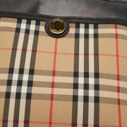Burberry Brown Vintage Check Canvas and Leather Society Top Handle Bag