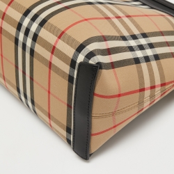 Burberry Brown Vintage Check Canvas and Leather Society Top Handle Bag