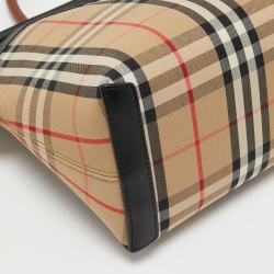 Burberry Brown Vintage Check Canvas and Leather Society Top Handle Bag