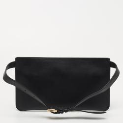 Pre Owned Burberry Black Leather Belt Bag