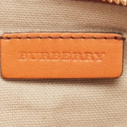 Pre Owned Burberry Beige/Brown House Check Canvas and Leather Wristlet Clutch
