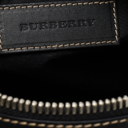 Burberry Black/Beige House Check Canvas and Leather Small Kennedy Barrel Bag
