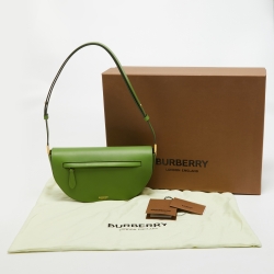 Pre Owned Burberry Marsh Green Leather Small Limited Edition 214/250 Olympia Shoulder Bag 