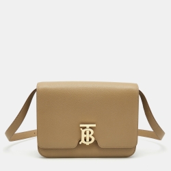 Burberry: Beige & Brown TB Bag