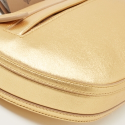 Pre Owned Burberry Gold Leather Mini Olympia Zip Chain Bag