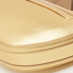 Pre Owned Burberry Gold Leather Mini Olympia Zip Chain Bag