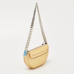 Pre Owned Burberry Gold Leather Mini Olympia Zip Chain Bag