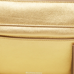 Pre Owned Burberry Gold Leather Mini Olympia Zip Chain Bag