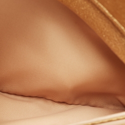 Pre Owned Burberry Gold Leather Mini Olympia Zip Chain Bag