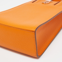 Pre Owned Burberry Orange Leather TB Phone Tote