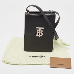 Pre Owned حقيبة كروس بربري روبن جلد أسود