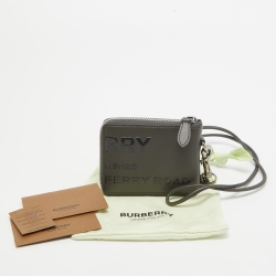 Pre Owned Burberry Grey/Black Horseferry Leather Daniel Lanyard Wallet