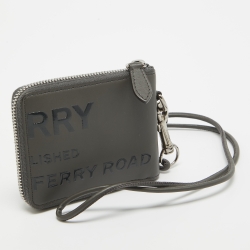Pre Owned Burberry Grey/Black Horseferry Leather Daniel Lanyard Wallet