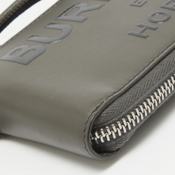 Pre Owned Burberry Grey/Black Horseferry Leather Daniel Lanyard Wallet