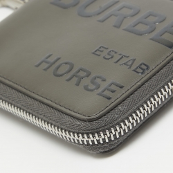 Pre Owned Burberry Grey/Black Horseferry Leather Daniel Lanyard Wallet