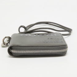 Pre Owned Burberry Grey/Black Horseferry Leather Daniel Lanyard Wallet