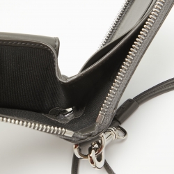 Pre Owned Burberry Grey/Black Horseferry Leather Daniel Lanyard Wallet