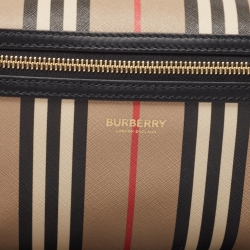 Pre Owned Burberry Beige/Brown Housecheck Coated Canvas and Leather Sonny Belt Bag