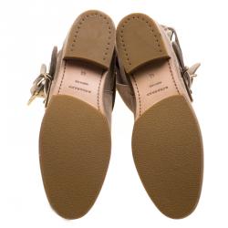 Pre Owned Burberry Beige Suede Buckle Strap Boots Size 40