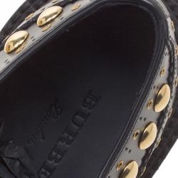 Burberry Black Leather Deardown Studded Platform Oxfords Size 37