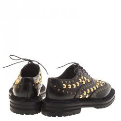 Pre Owned Burberry Black Leather Deardown Studded Platform Oxfords Size 40