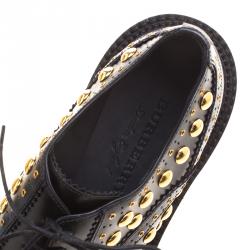 Pre Owned Burberry Black Leather Deardown Studded Platform Oxfords Size 40