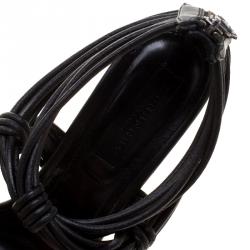 Pre Owned Burberry Black Leather Cable Knotted Platform Sandals Size 40