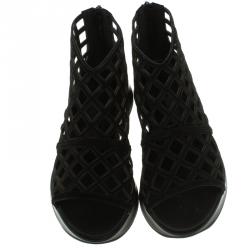 Pre Owned Burberry Prorsum Black Suede Cage Platform Sandals Size 39