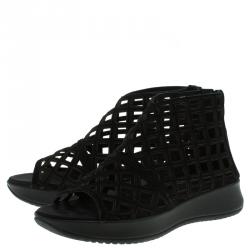 Pre Owned Burberry Prorsum Black Suede Cage Platform Sandals Size 39