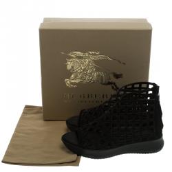Pre Owned Burberry Prorsum Black Suede Cage Platform Sandals Size 39