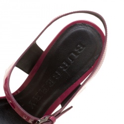 Burberry Magenta Patent Leather and Canvas Espadrille Platform Wedge Sandals Size 39.5