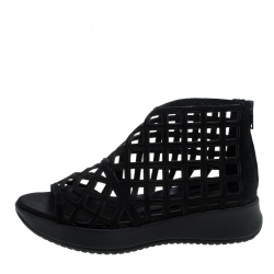 Pre Owned Burberry Prorsum Black Suede Cage Platform Sandals Size 38.5