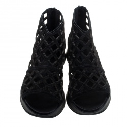 Pre Owned Burberry Prorsum Black Suede Cage Platform Sandals Size 38.5