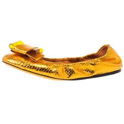 مملوكة مسبقًا Burberry Orange Python Surrey Ballet Flats Size 39