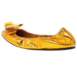مملوكة مسبقًا Burberry Orange Python Surrey Ballet Flats Size 39