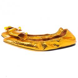 مملوكة مسبقًا Burberry Orange Python Surrey Ballet Flats Size 39