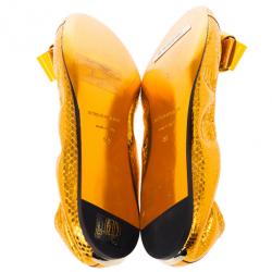 مملوكة مسبقًا Burberry Orange Python Surrey Ballet Flats Size 39