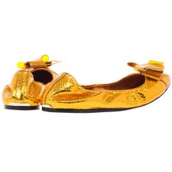 مملوكة مسبقًا Burberry Orange Python Surrey Ballet Flats Size 39