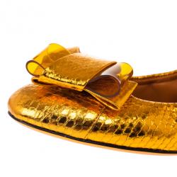 مملوكة مسبقًا Burberry Orange Python Surrey Ballet Flats Size 39