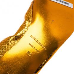مملوكة مسبقًا Burberry Orange Python Surrey Ballet Flats Size 39