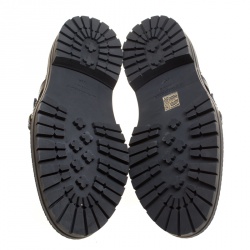 Pre Owned Burberry Black Leather Doherty Multi Strap Platform Brogues Size 39.5