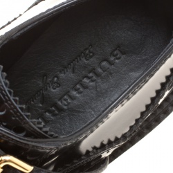 Pre Owned Burberry Black Leather Doherty Multi Strap Platform Brogues Size 39.5