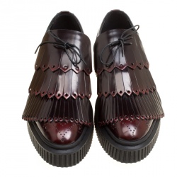 Burberry Two Tone Brogue Leather Chelsam Lace Up Platform Oxfords Size 37