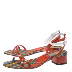 Burberry Two Tone Color Block Leather Anthea Cross Strap Open Toe Sandals Size 37