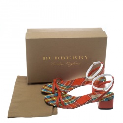 Burberry Two Tone Color Block Leather Anthea Cross Strap Open Toe Sandals Size 37