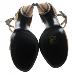 Burberry Beige Novacheck Fabric Hans T Strap Sandals Size 38