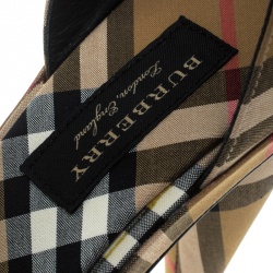 Burberry Beige Novacheck Fabric Hans T Strap Sandals Size 38