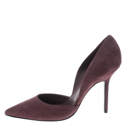 Pre Owned Burberry Taupe Rose Suede Vernoff D'Orsay Pointed Toe Pumps Size 41